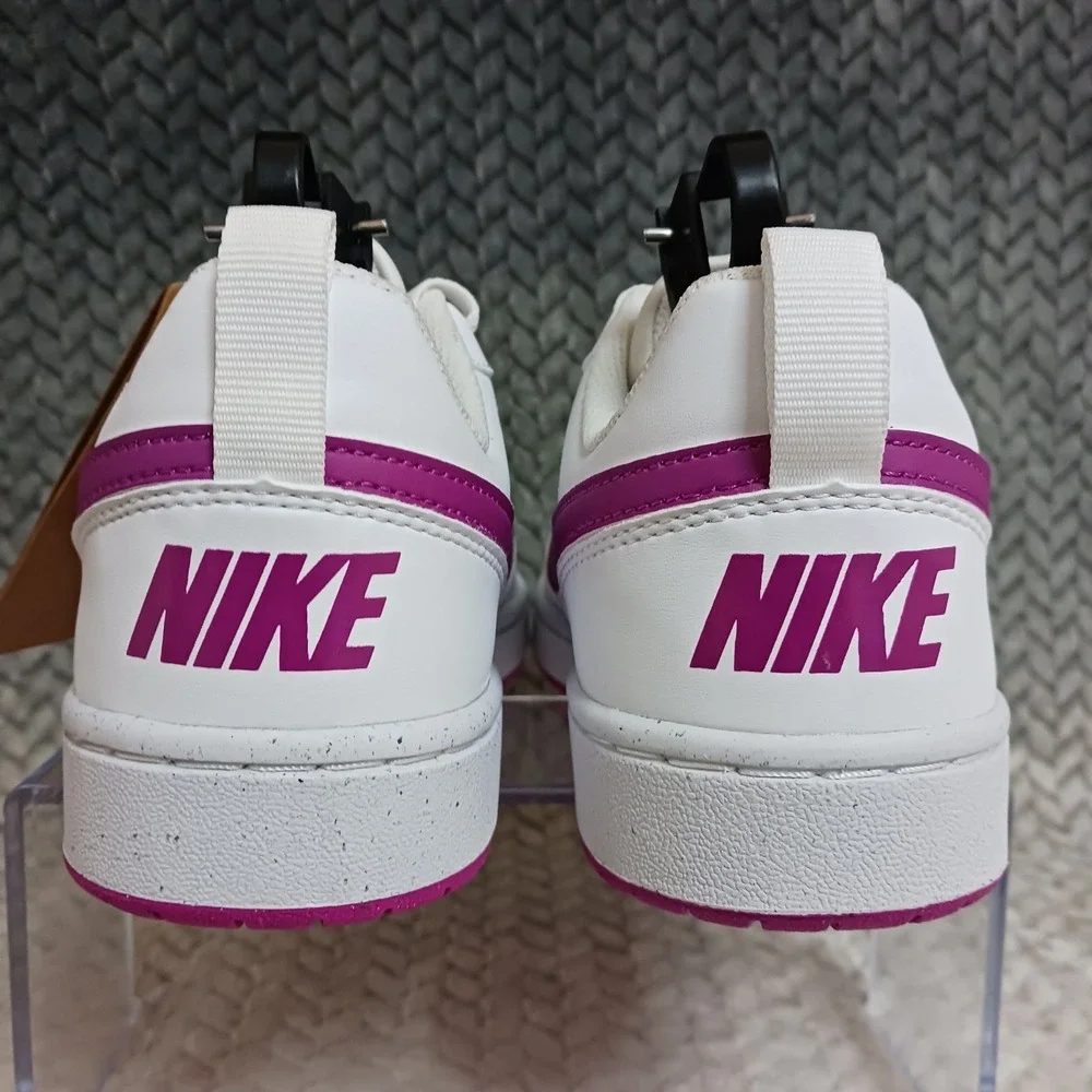 Nike Court Borough Low Recraft White Fuchsia GS Sneakers Shoes Sz 7Y Women's 8.5